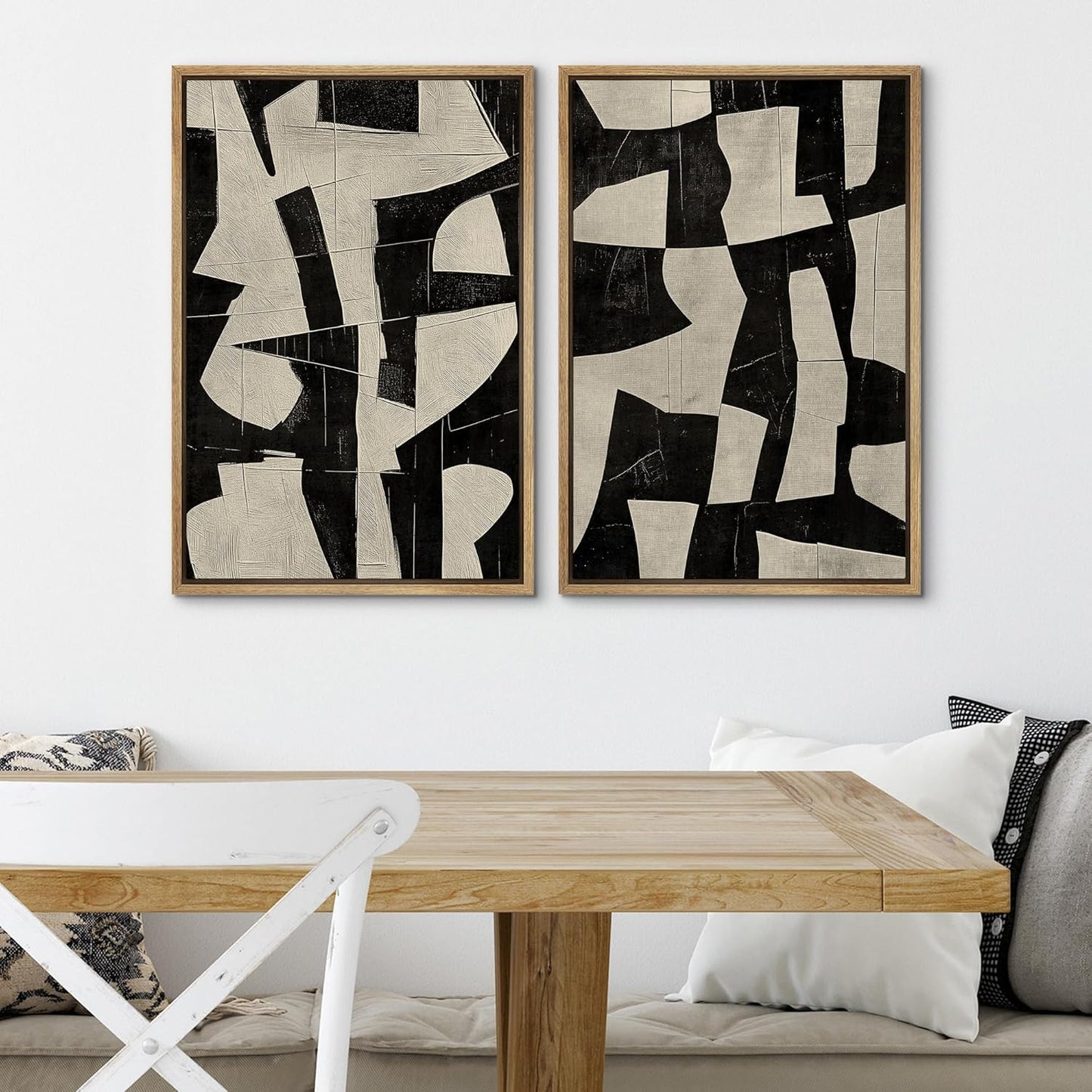 SIGNWIN Framed Canvas Print Wall Art Geometric Abstract Warm Tones with Gold Accent Illustrations Modern Art Decorative Contemporary for Living Room, Bedroom, Office - 24"x36"x2 Natural