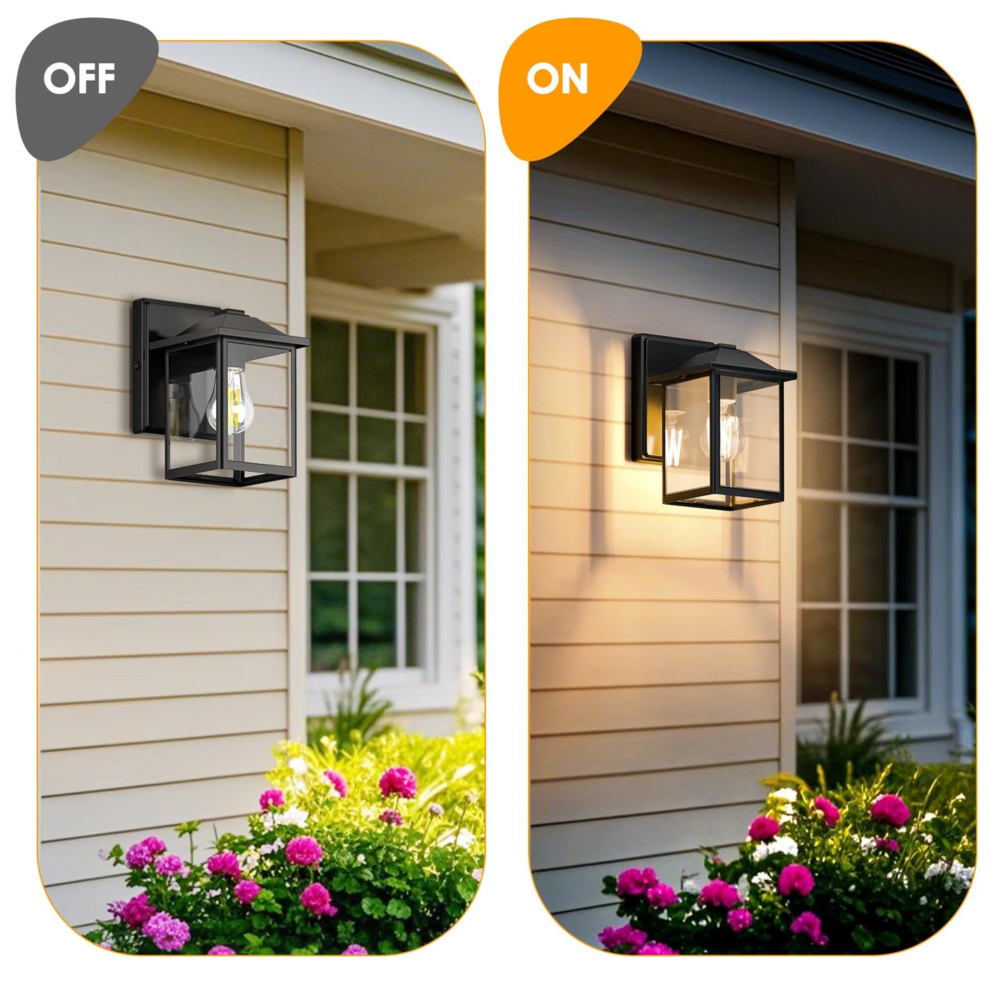 Matameye Outdoor Wall Lantern  Exterior Waterproof Wall Sconce Light Fixture  Black Front Door Mounted Lighting With Clear Glass  Anti-Rust Porch Lamp