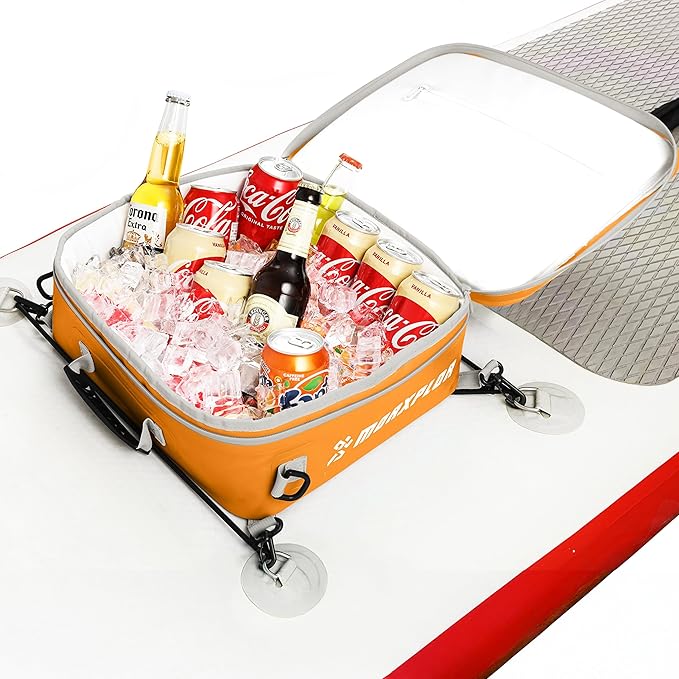 Waterproof PVC Paddleboard Cooler Deck Bag - 12 Can Soft Insulated Cooler for Paddleboarding, Camping, Kayaking