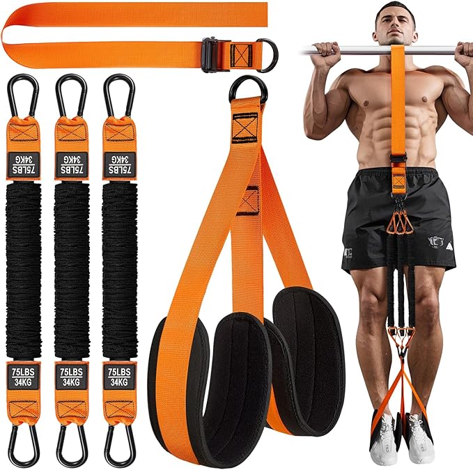 HPYGN Two Foots Pull Up Assistance Bands, Heavy Duty Resistance Band for Pull Up Bar, Adjustable Weight/Size with Fabric F...
