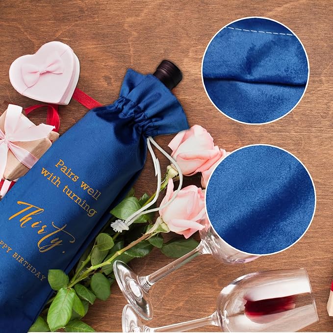 LANBAIHE 30th Birthday Gifts for Her,30th Birthday Gift for Women Men, 30 Years Old Birthday Gifts Wine Bag, 30th Birthday Decorations Party Supplies- 1994 Birthday (30th Birthday-Blue)