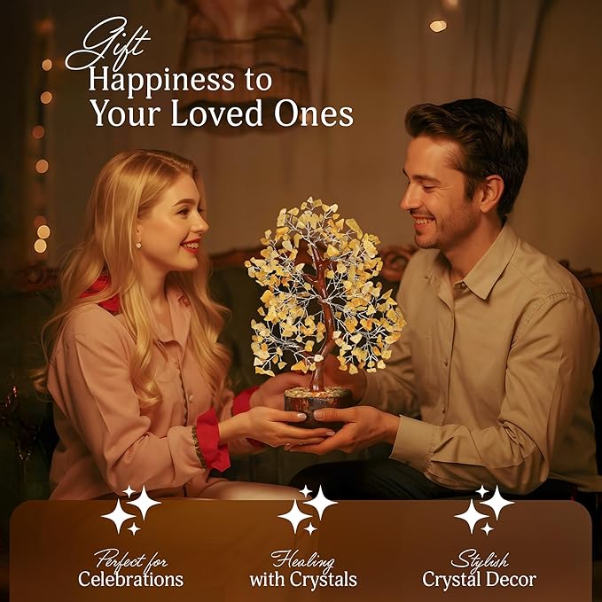 YATSKIA Yellow Aventurine - Crystal Tree, Yellow Crystal, Gem Tree, Chakra Tree, Artificial Trees, Crystal Tree for Positive Energy, Holistic Gifts for Women, Tree for Home Decoration
