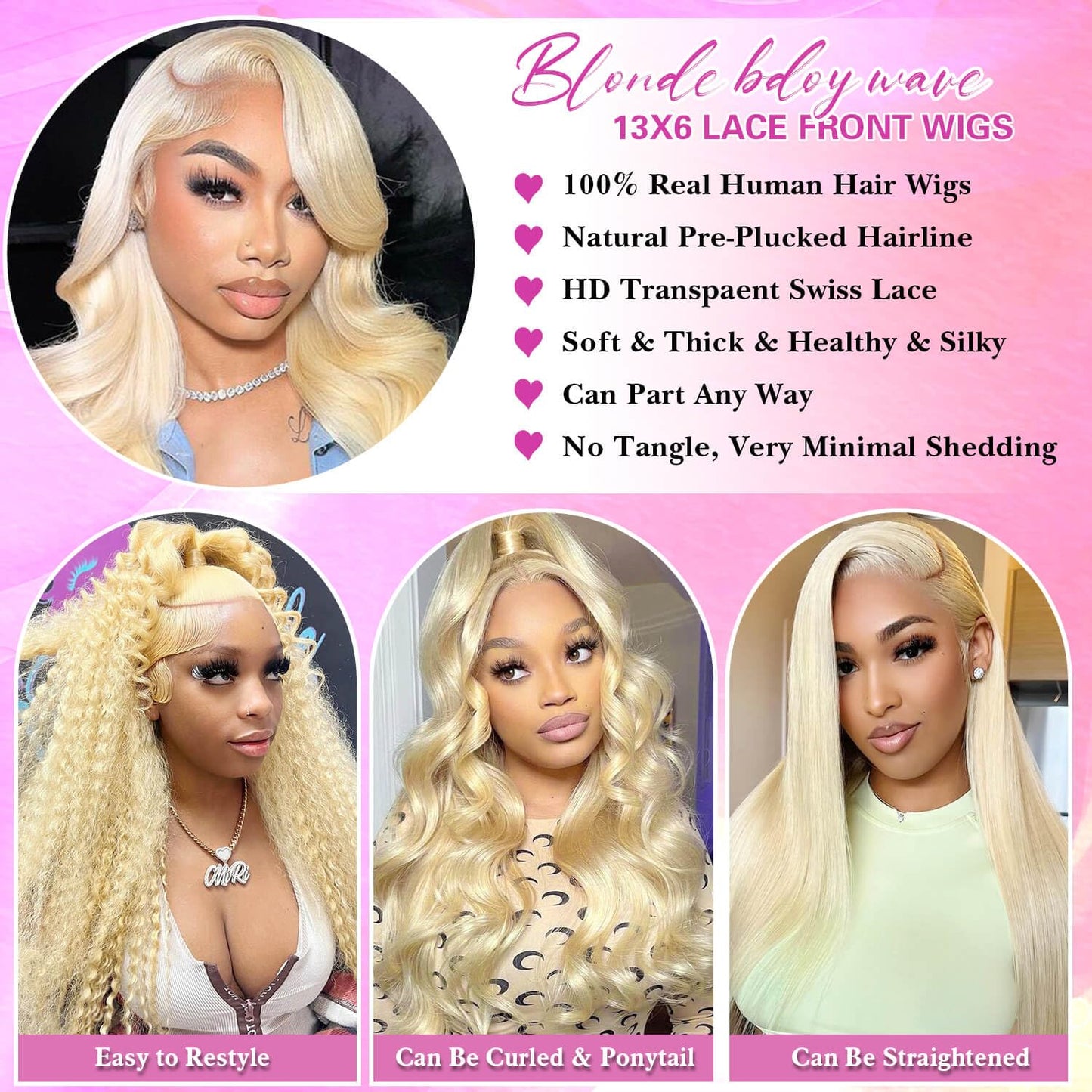 JIEDAOKOU 613 Lace Front Wig Human Hair Blonde Wig Human Hair Body Wave 13x6 HD Transparent Lace Front Wigs Pre Plucked 613 HD L