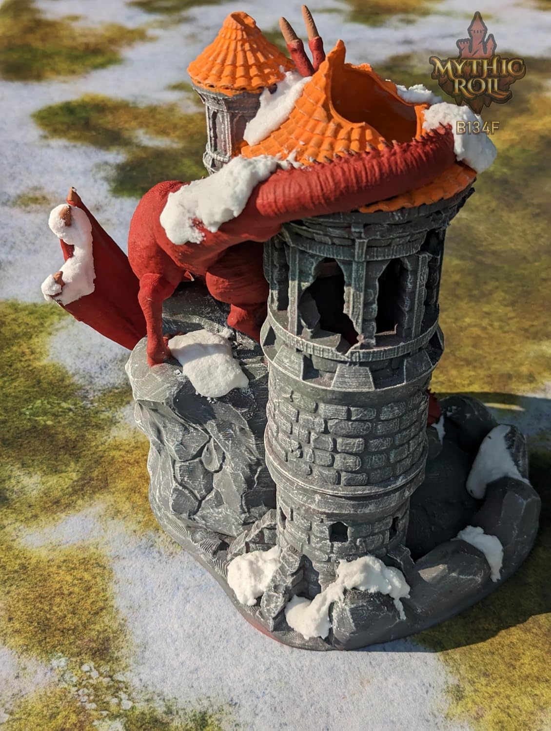 Dragon 3D Printed Dice Tower - Mythic Roll Collection - Unchained Games - Ascend to New Heights with your Rolls! (32.) Glow in Dark-Green)