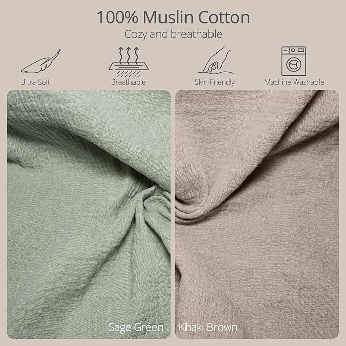 Muslin Baby Changing Pad, 2 Pack Muslin Soft Cotton Covers & Waterproof Lining Foam Diaper Changing Table Pad 32" x 16.6" Mat for Dressers & Table