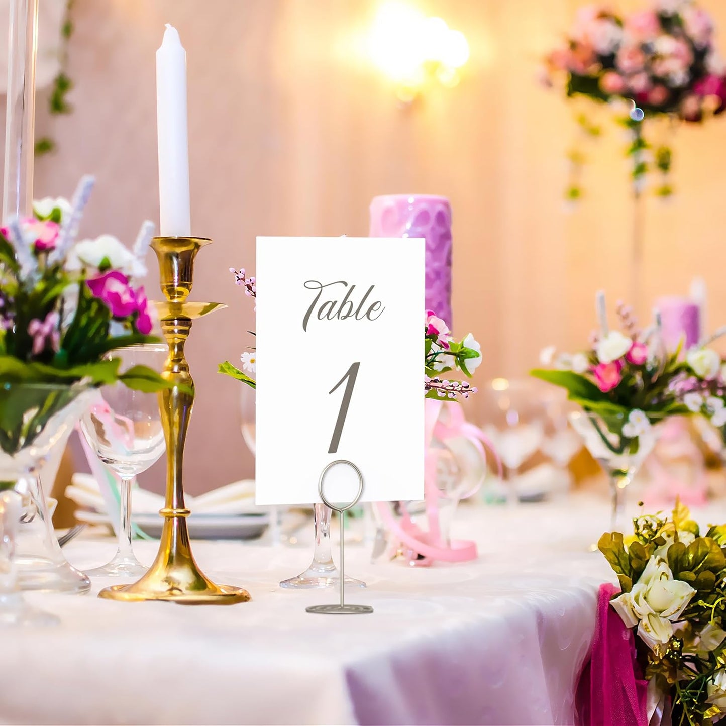 10 Pack Silver Table Card Holders - Table Number Holders - Place Card Holder - Picture Clips for Photos - Tables Name Holder for Centerpieces Weddings Restaurants Food - Wire Seating Signs Stands