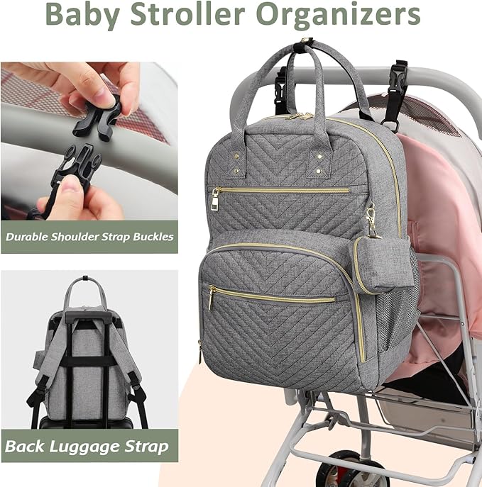 Diaper Bag Backpack,Baby Essentials Diapers Bag with Pacifier Case,Multipurpose Stylish Large Capacity Travel Backpack for Baby Girl/Boy(M-Gray)