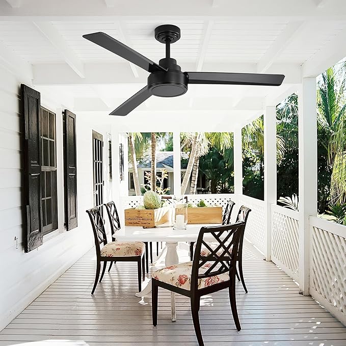 NicBex Ceiling Fan 52 Inch Ceiling Fan without Light Ceiling Fans with 3 ABS Blades and Remote Control Reversible DC Motor Ceiling Fan for Bedroom, Living Room, Black