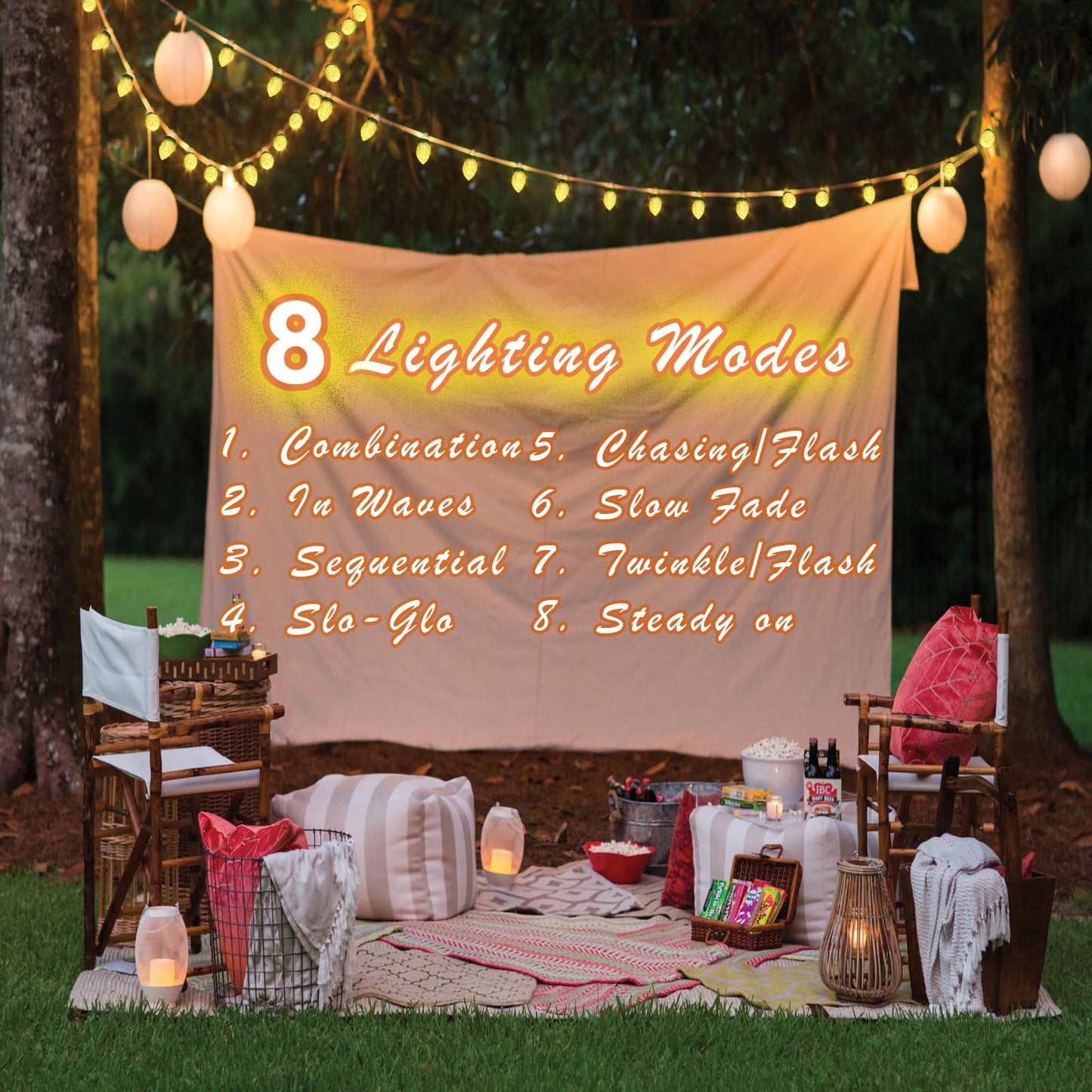 L Lampop C9 Solar Powered Led Christmas String Lights 50 Led Waterproof Strawberry Light With 8 Mode Green Wire Lighting For Outside Patio Wedding Party Decor