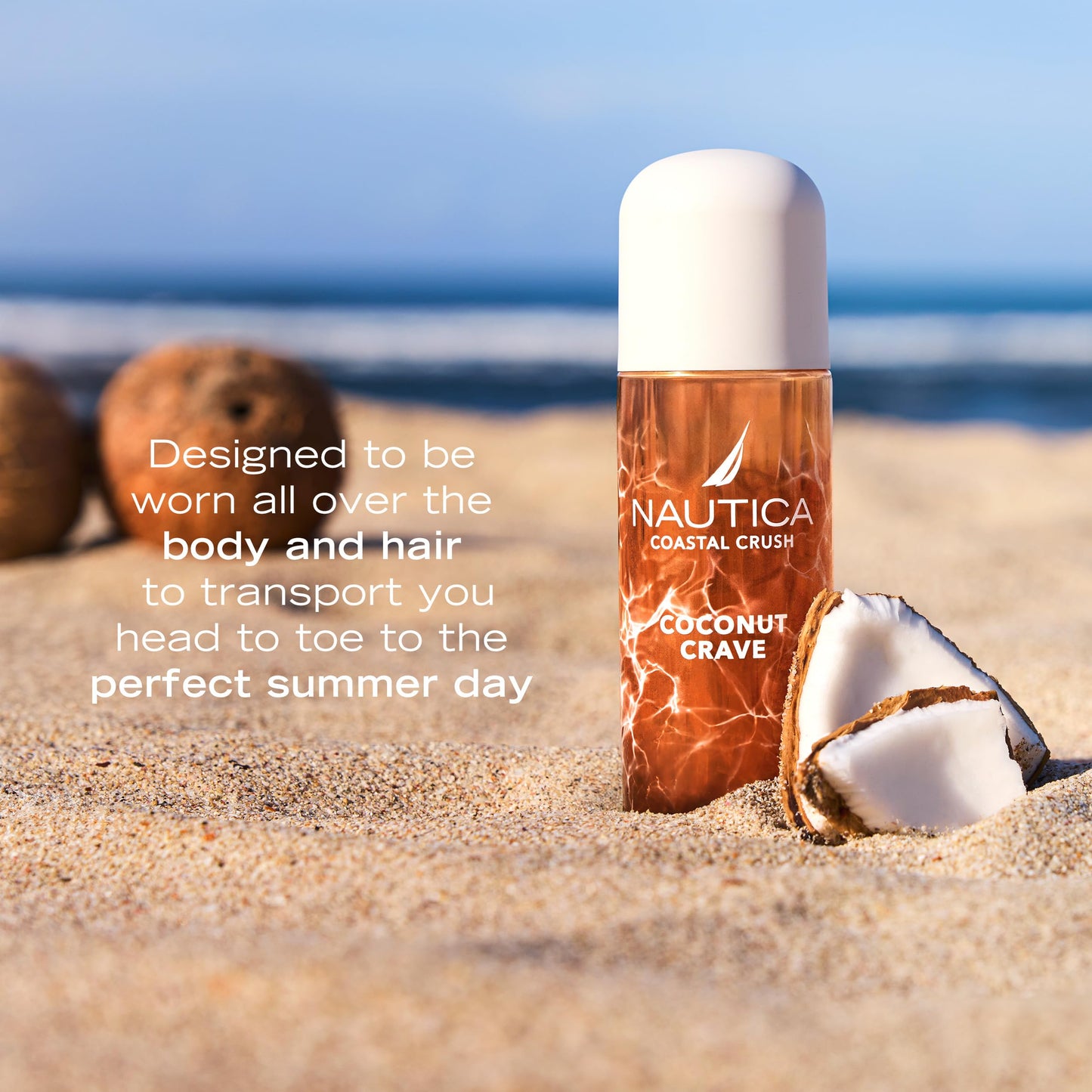 Nautica Coconut Crave, a Fruity Gourmand Hair & Body Mist for Women, Notes of Coconut, Apple and Cedarwood, Long Lasting, 8.0 fl oz
