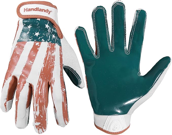 HANDLANDY Youth Football Gloves for Boys Girls, Sticky Wide Receiver Gloves for Kids, Junior Flag Football Gloves