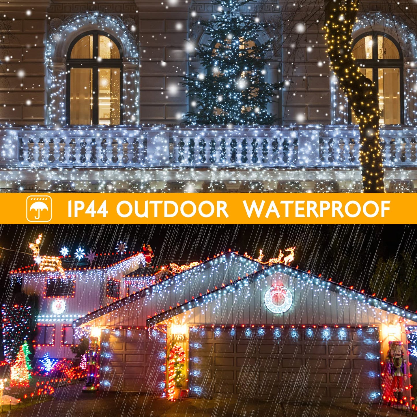 AGIRL 400 LED Icicle Lights Outdoor, Waterproof Fairy String Lights, 32.8Ft, White, Model GP-SW240DC0250-IP44