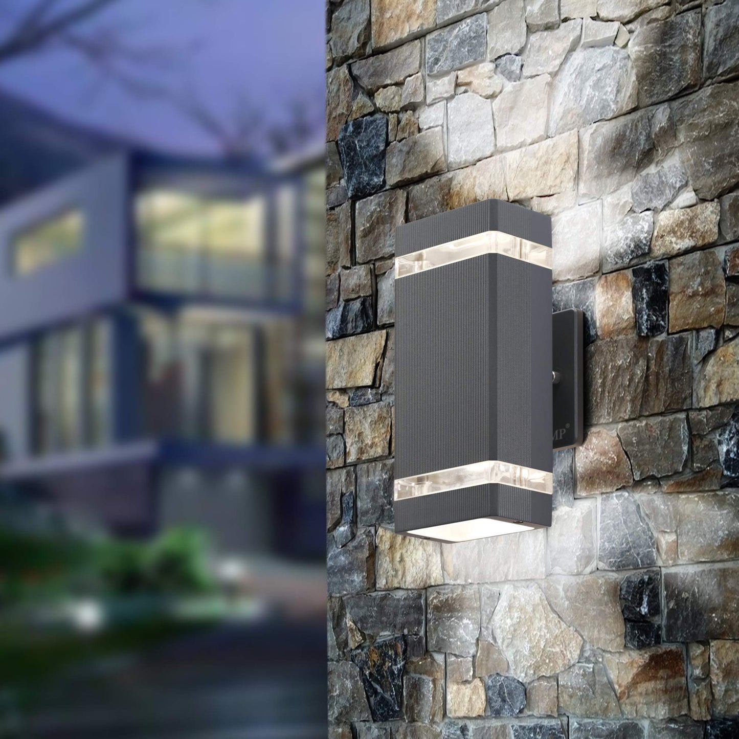 LMP LED Square Up and Down Outdoor Wall Light, Aluminum, 5W 3000K, Gray, 1 Pack, Model UP-R54I-67E4, Waterproof