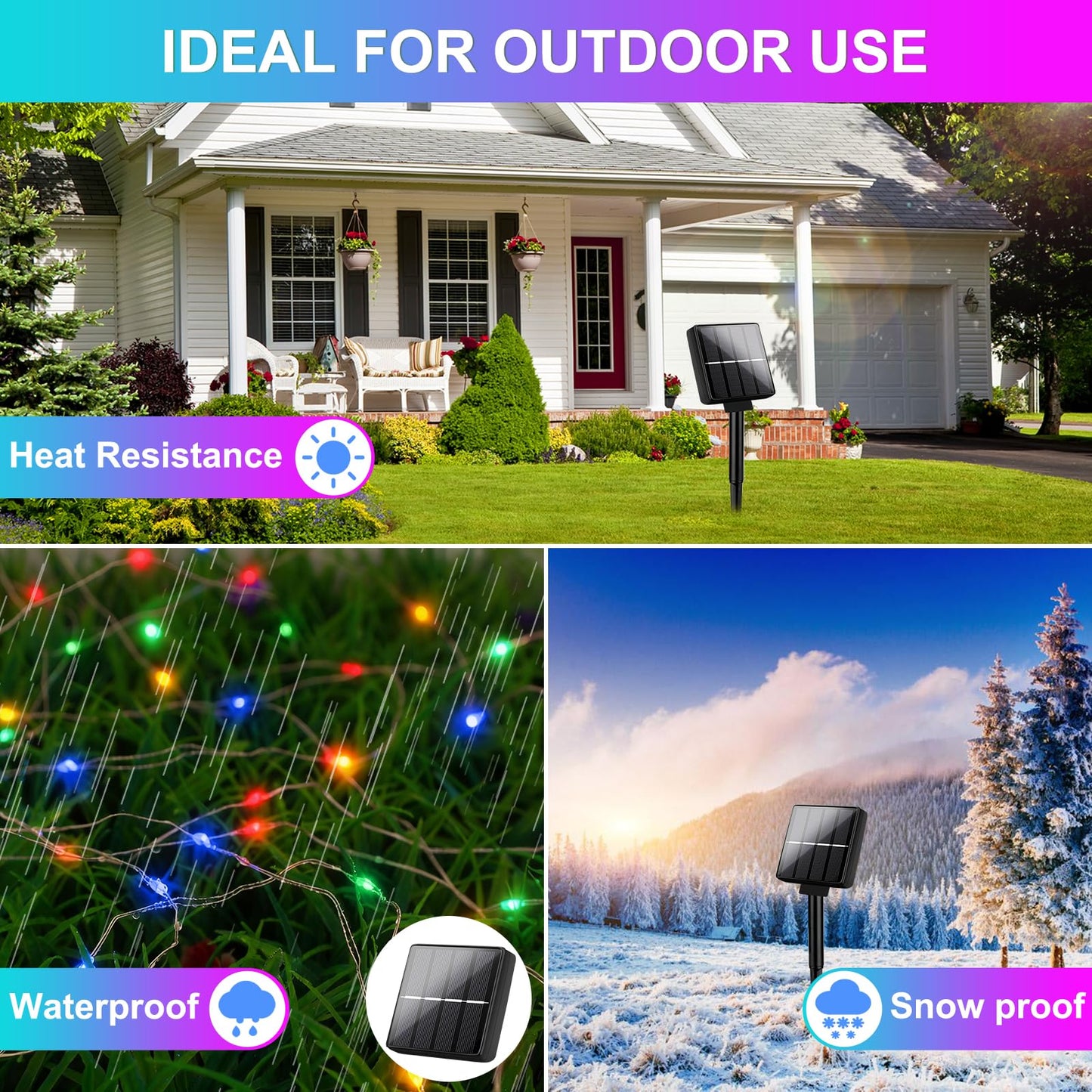 Brightever Outdoor Solar String Lights Waterproof  2-Pack Total 80Ft 200Led Solar Fairy Lights For Outside With 8 Lighting Modes  Solar Twinkle Lights For Yard  Christmas  Party (Multicolor)