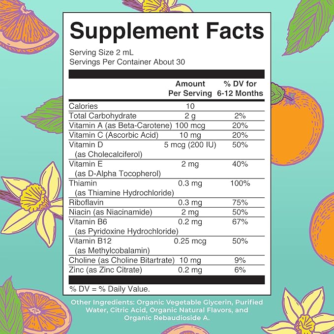 MaryRuth Organics Multivitamin for Infants | USDA Organic | Multivitamin Liquid Drops for Babies 6-12 Months | Immune Support & Overall Wellness | Vegan | Non-GMO | Gluten Free | 2 Fl Oz