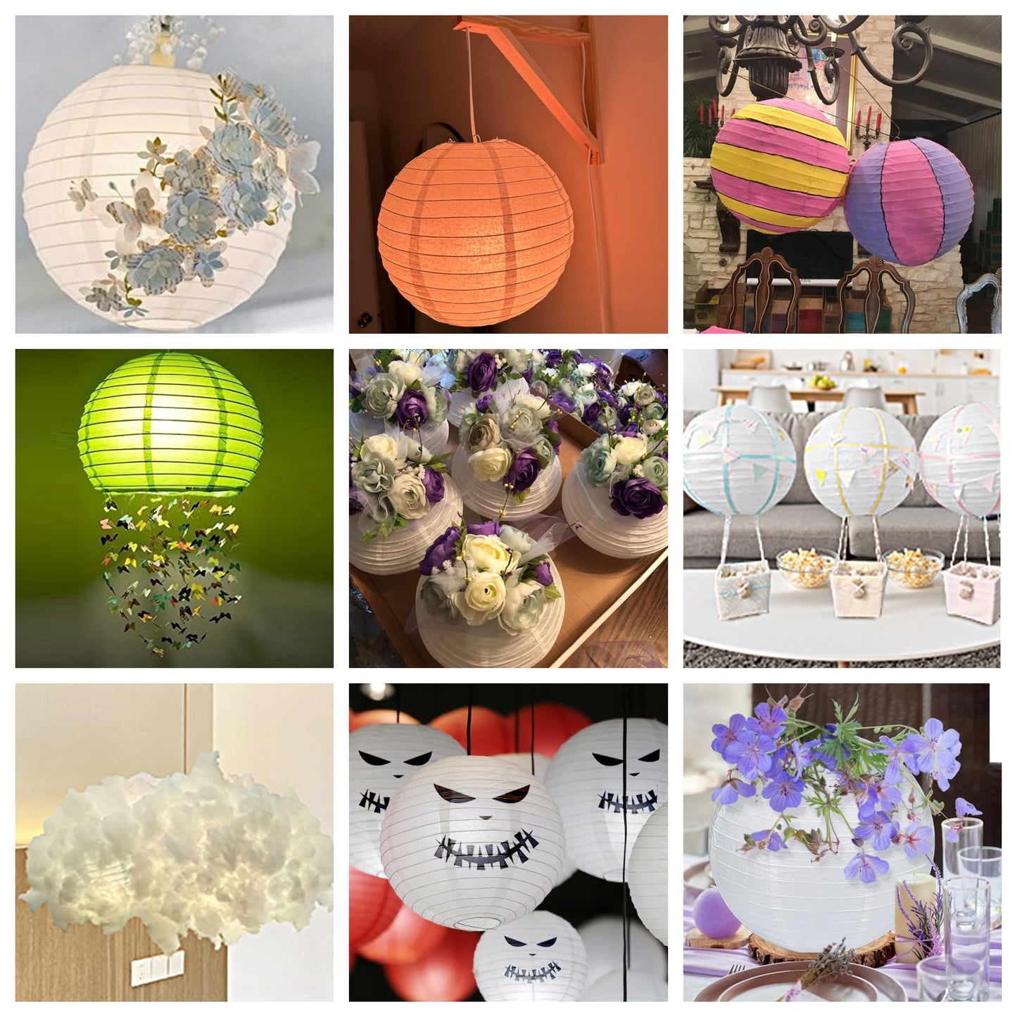 LIHAO 16 Inch White Round Paper Lanterns (10 Pack)