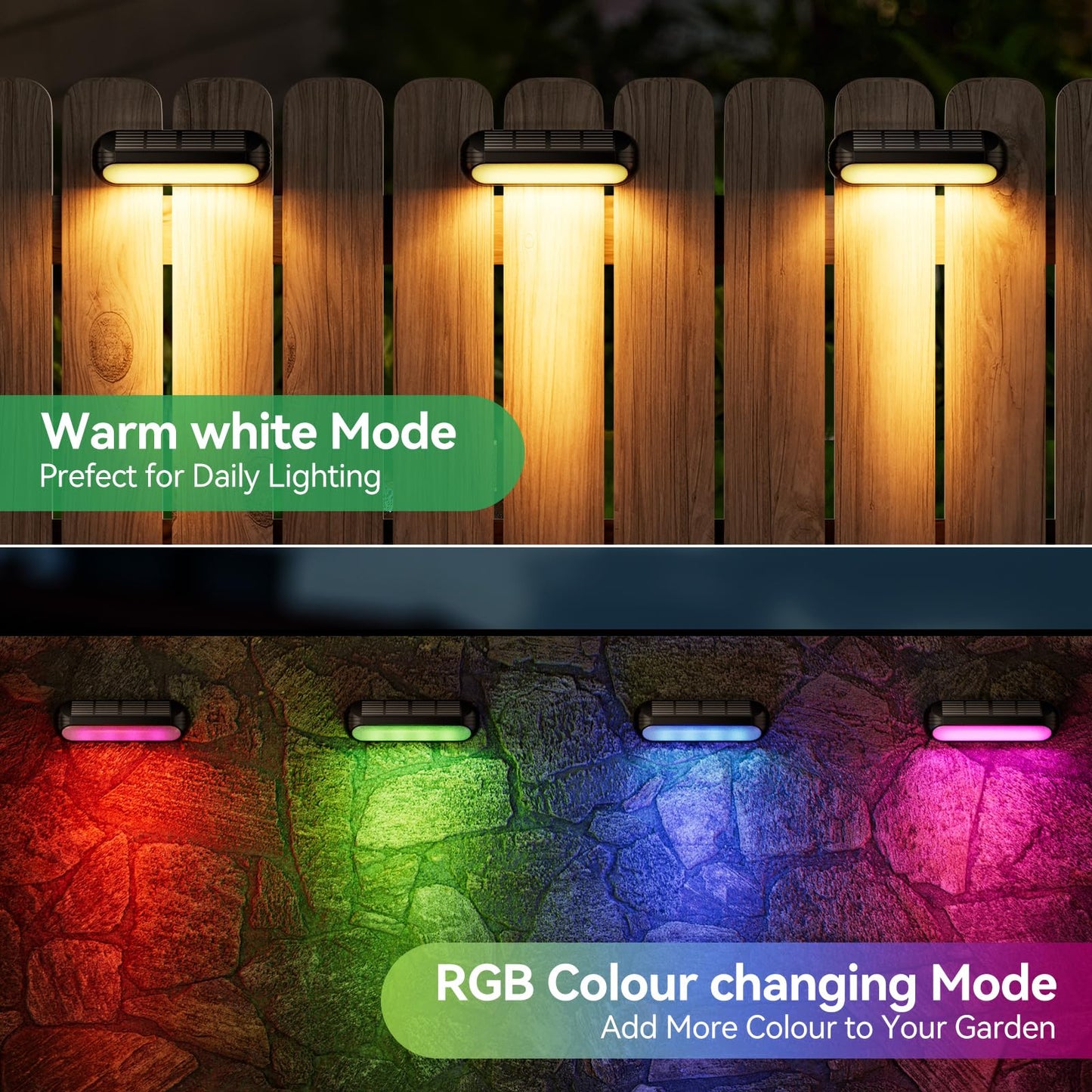 Ahaorigin Outdoor Solar Lights, 10 Pack Multi-Color & Warm White, Waterproof Solar Step Lights, Black, Model QF-226