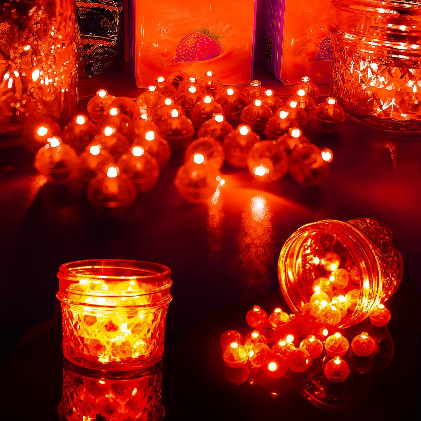 Aogist Red Balloon Lights, 100pcs Battery Powered LED Ball Lamps, Waterproof, Model 2, Normal Size