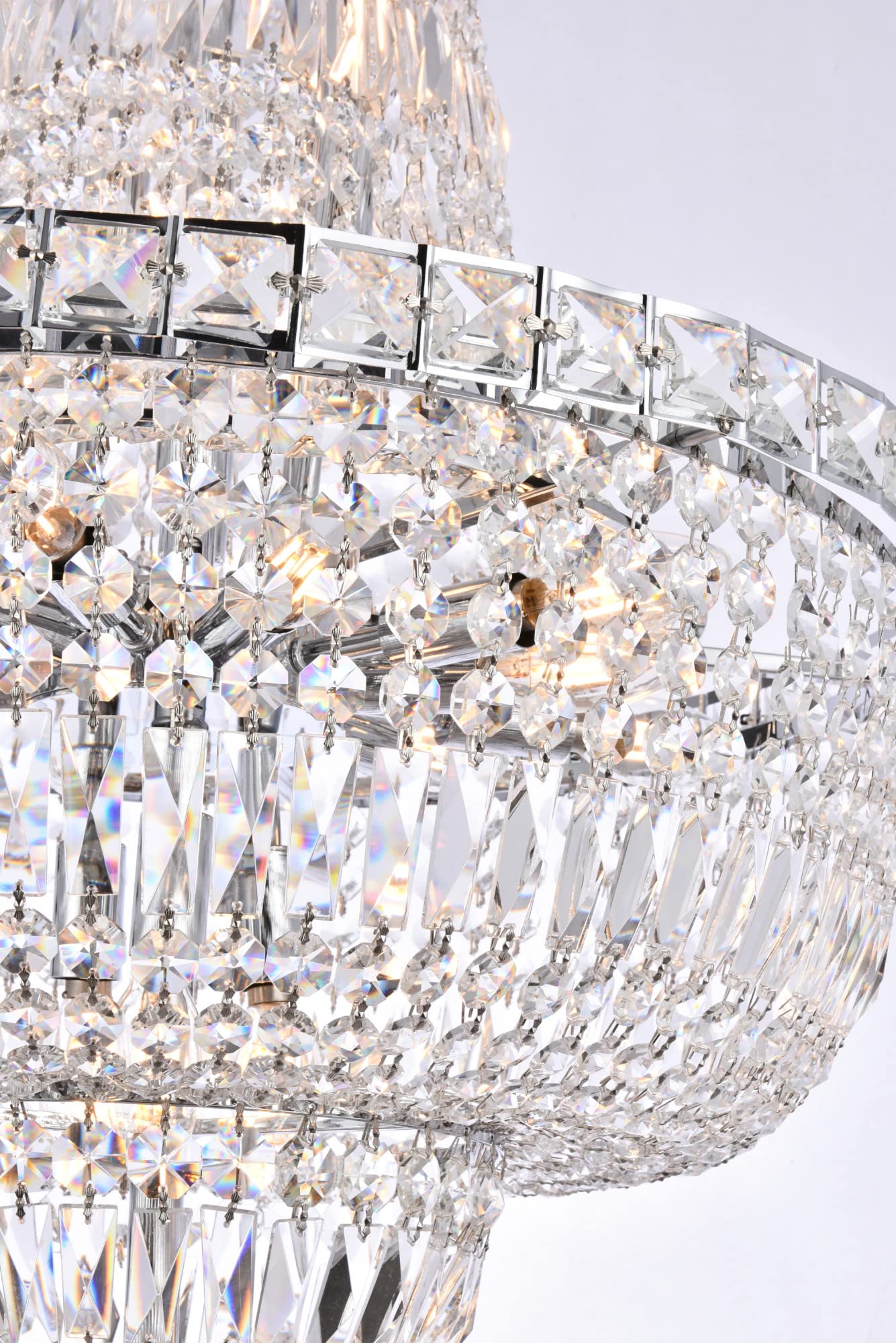 Elegant Lighting Tranquil Collection 22-Light Hanging Fixture, Royal Cut Crystals, Chrome Finish, 22 - Multicolor, Model 2528D22C/Rc