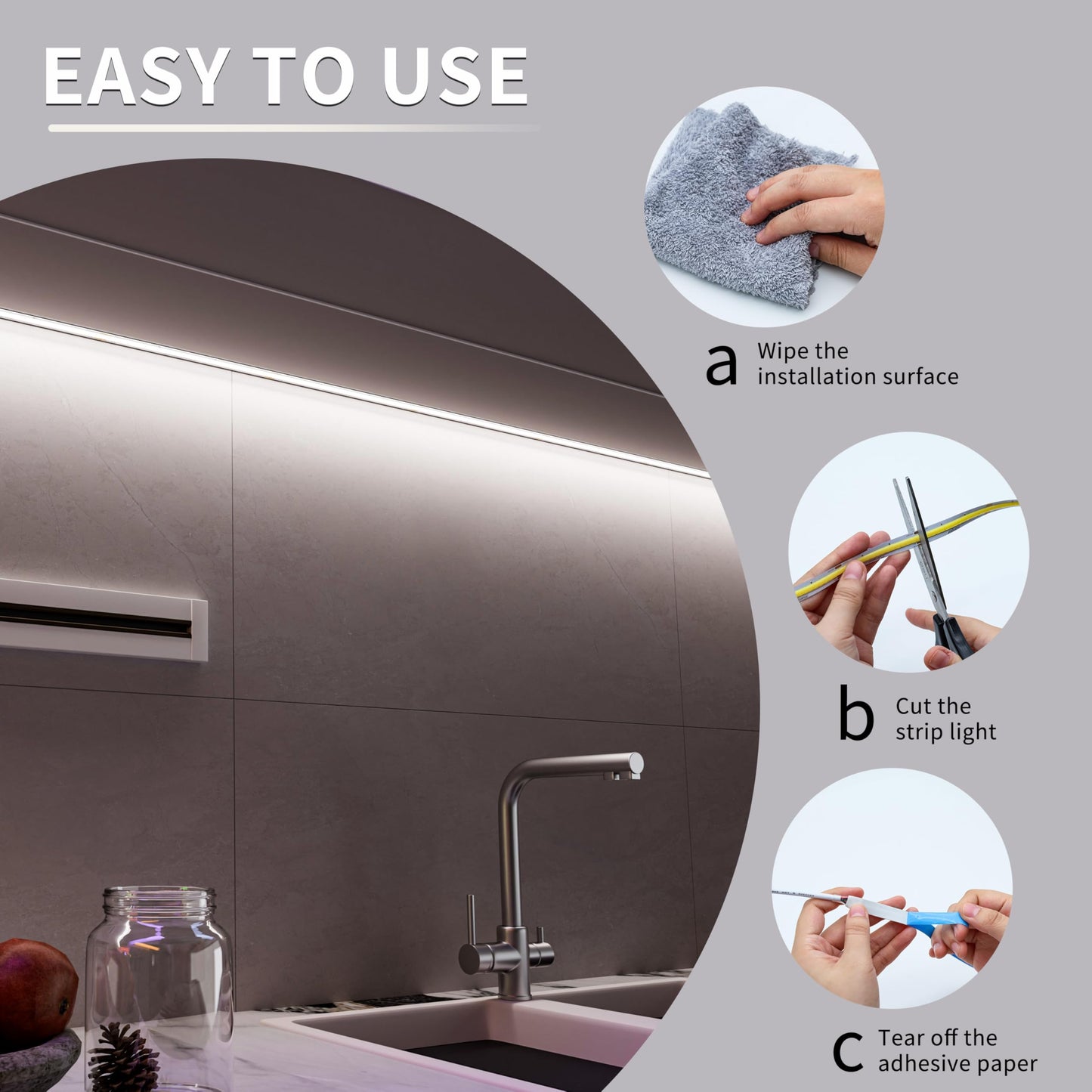Miwise Cct Cob Led Strip Light Tunable White 32.8Ft/10M Dimmable 2700K-6500K Cri90+ 24V Led Tape Light For Under Cabinet Bedroom Kitchen Diy Lighting(Power Supply & Controller Not Included)