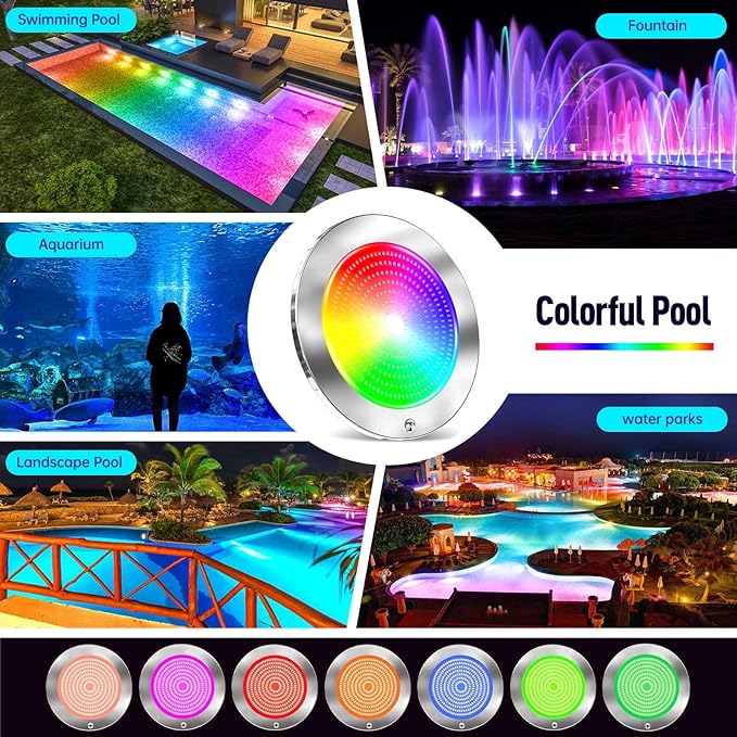 Pool Lights for Inground Pool, 120Ft 10Inch 60W LED Inground Pool Light with 3 Way to Control (App/Remote/Controller), Color Changing Underwater Swimming PoolLight for 10" Large Wet Niches