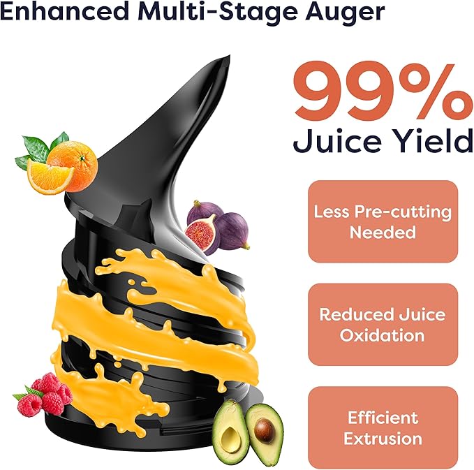 Ciarra Cold Press Juicer - 4.3” XL Feed Chute, Quiet Motor, 406Oz BPA-Free Juicer Machines, 90% Juice Yield Slow Masticating Juicer for Whole Fruits & Vegetables, Easy to Clean