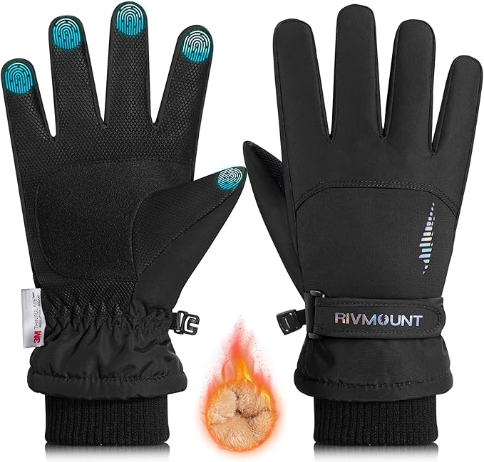 rivmount Kids 3M Winter Ski Snowboarding Snow Gloves Warm Thermal Waterproof Windproof Touchscreen for Boys Girls in Cold ...