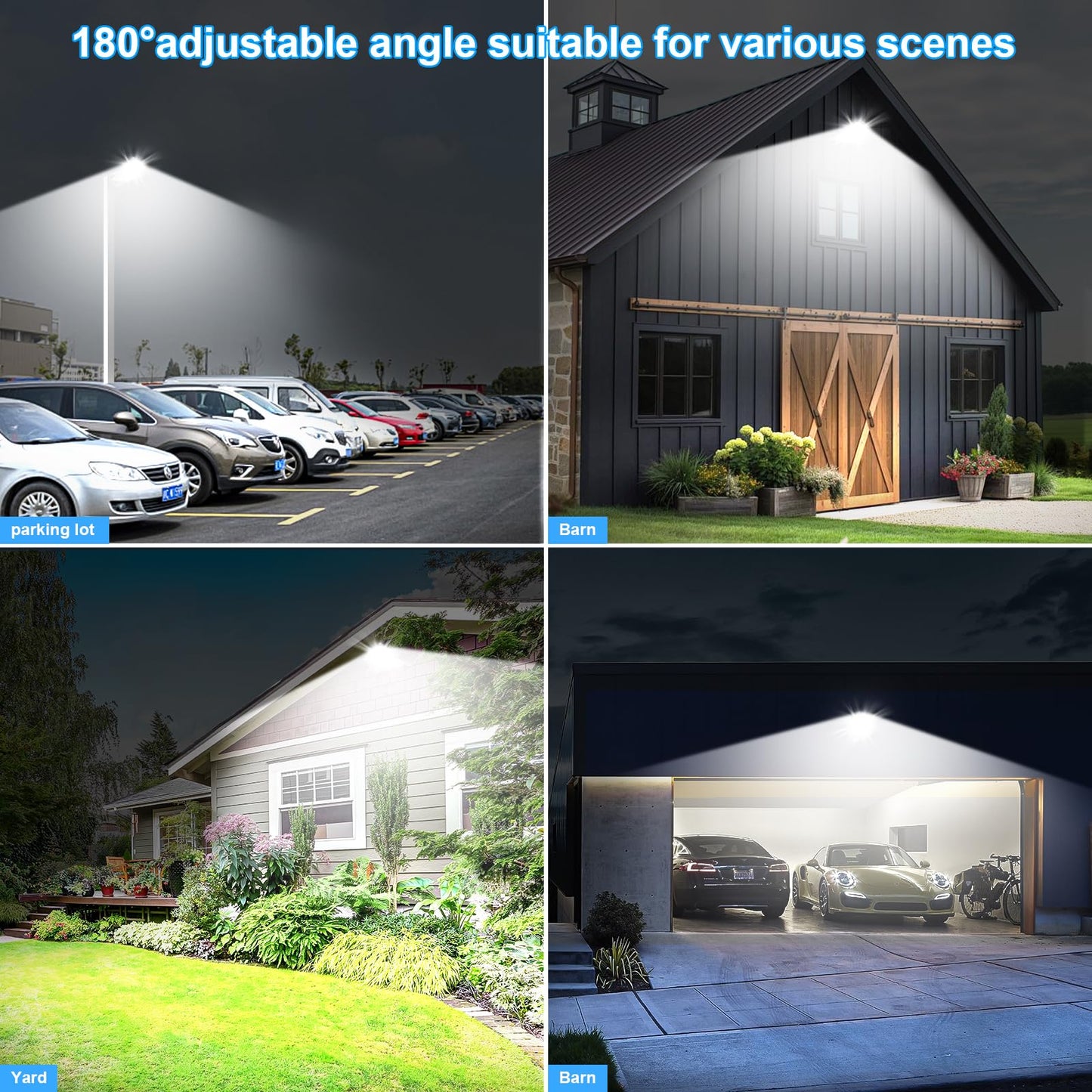 Biritalo 350W Led Parking Lot Light Outdoor:Arm Mount 52500Lm Super Bright Dusk To Dawn Led Shoebox Lighting Commercial 5000K 100-277V Ip65 Waterproof Wall Floodlights For Park Stadium Barn Yard