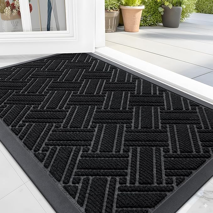 OLANLY Indoor Outdoor Mat, Sturdy Natural Rubber Floor Mat, Non Slip Low Profile Waterproof Doormat, and Stain Front Door ...