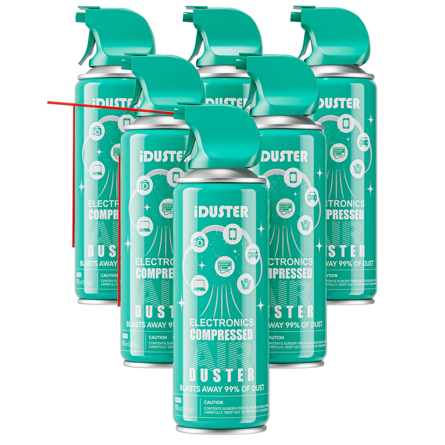 Iduster Compressed Air Duster For Electronics - Disposable Cleaning Duster Compressed Air Can For Computer And Keyboard, 6 Packs