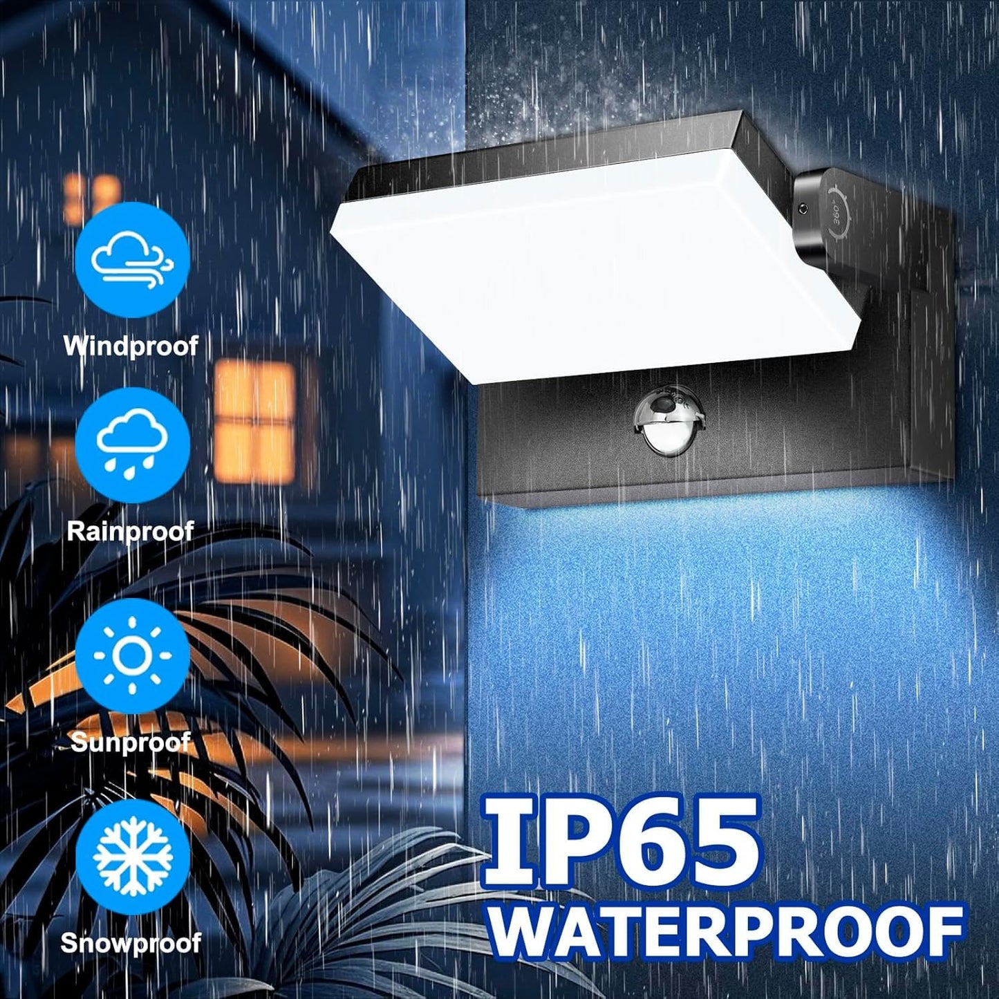 Rosykite 40W Led Wall Pack Lights Outdoor Motion Sensor 360 Rotation 5000K 6000K 4000K Selectable Exterior Flood Lighting Fixture Sconce For Porch Garage Patio