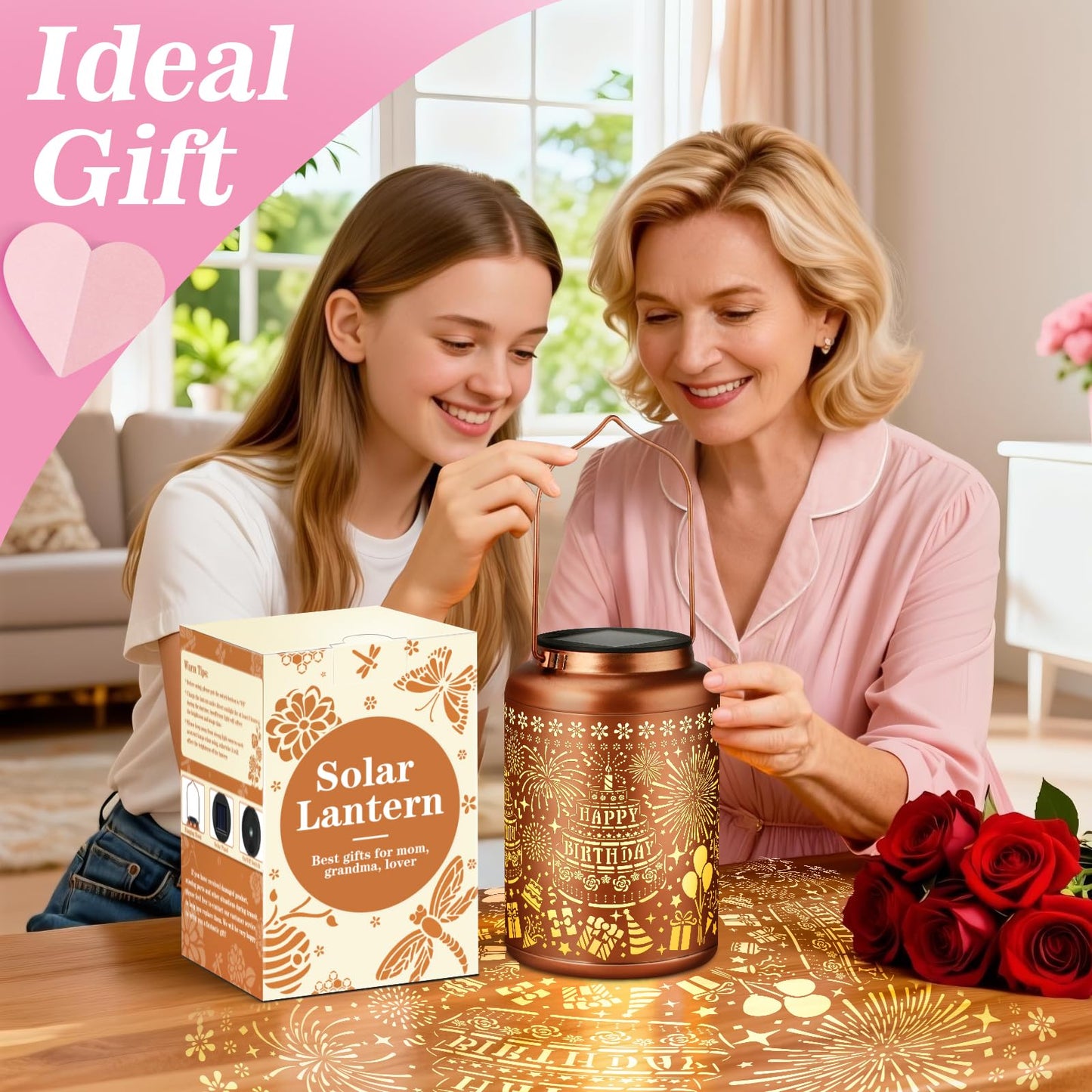 Birthday Gifts For Women Mom Grandma  Happy Birthday Gifts For Women  Solar Lantern Outdoor Waterproof Gardening Decor Hanging Solar Lights Yard Decorations Outdoor  Backyard  Patio