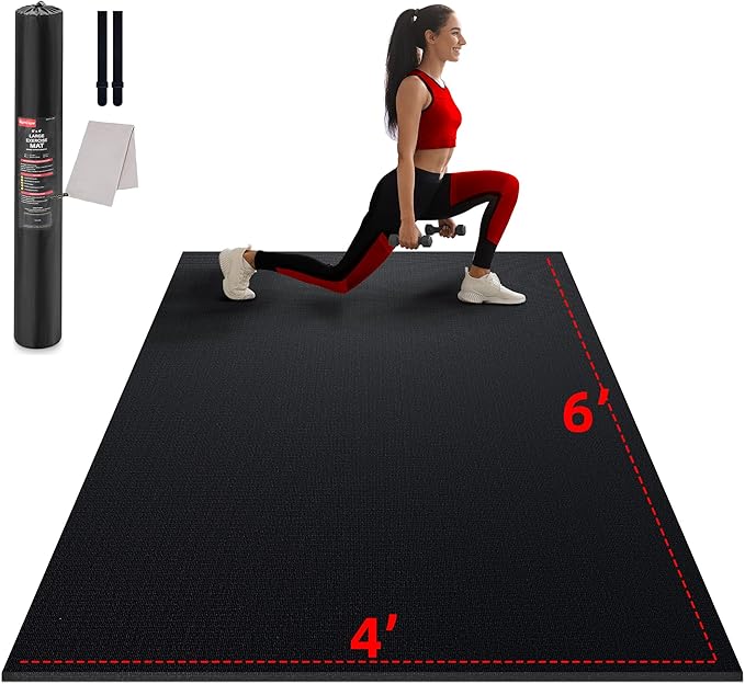 GymCope Large Exercise Mat for Home Workout,12‘x6’/10'x6'/9'x6'/8'x6'/7'x5'/6'x4' (7mm) Extra Thick Workout Mat, High-Dens...