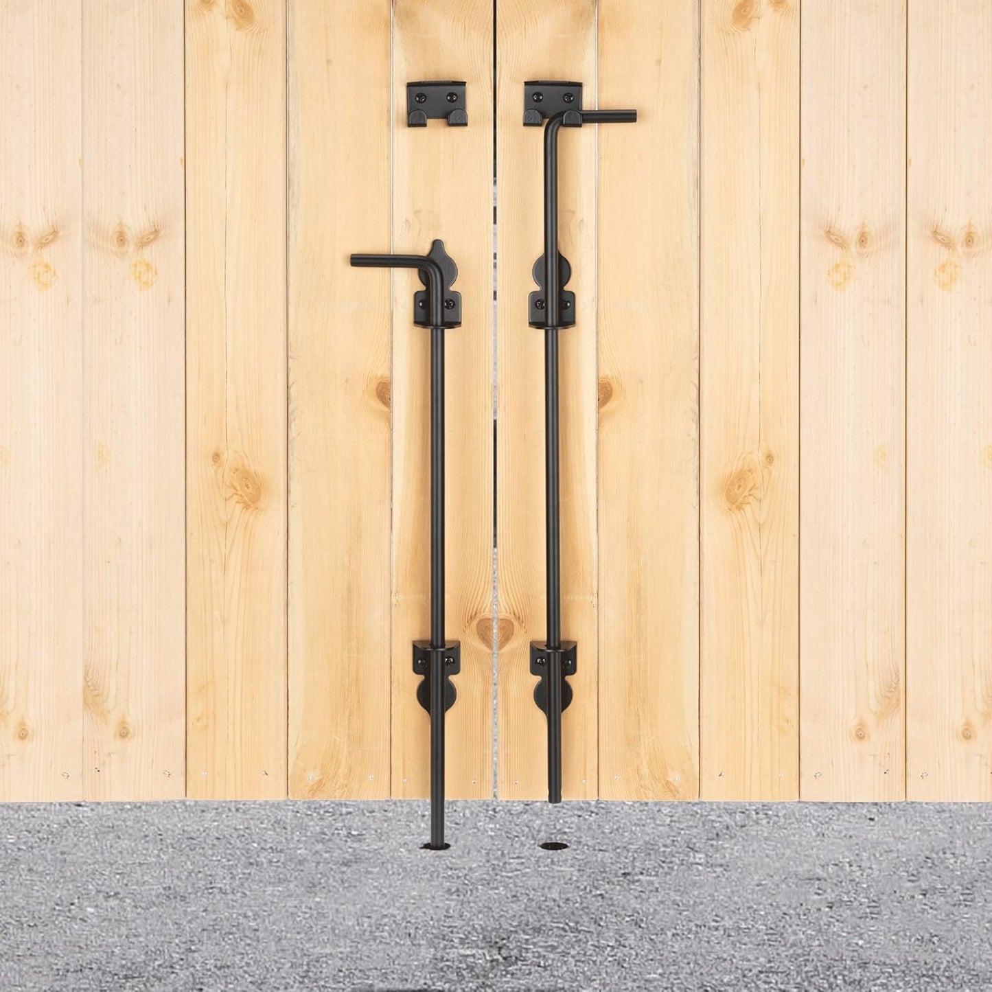 18" Cane Bolt Heavy-Duty Drop Rod for Gate, Gate Ground Latch for Wooden Fences Metal Gates Doors, Metal Gates Doors Stopper for Gate Ground, Wrought Iron Gate Latches, Black Finish(2 Pack)