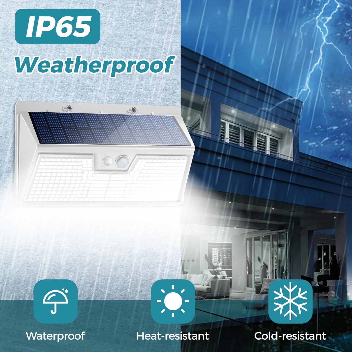 kolpop LED Solar Outdoor Lights, IP65 Waterproof, Motion Sensor, 2 Pack, 7 Inch, White Light