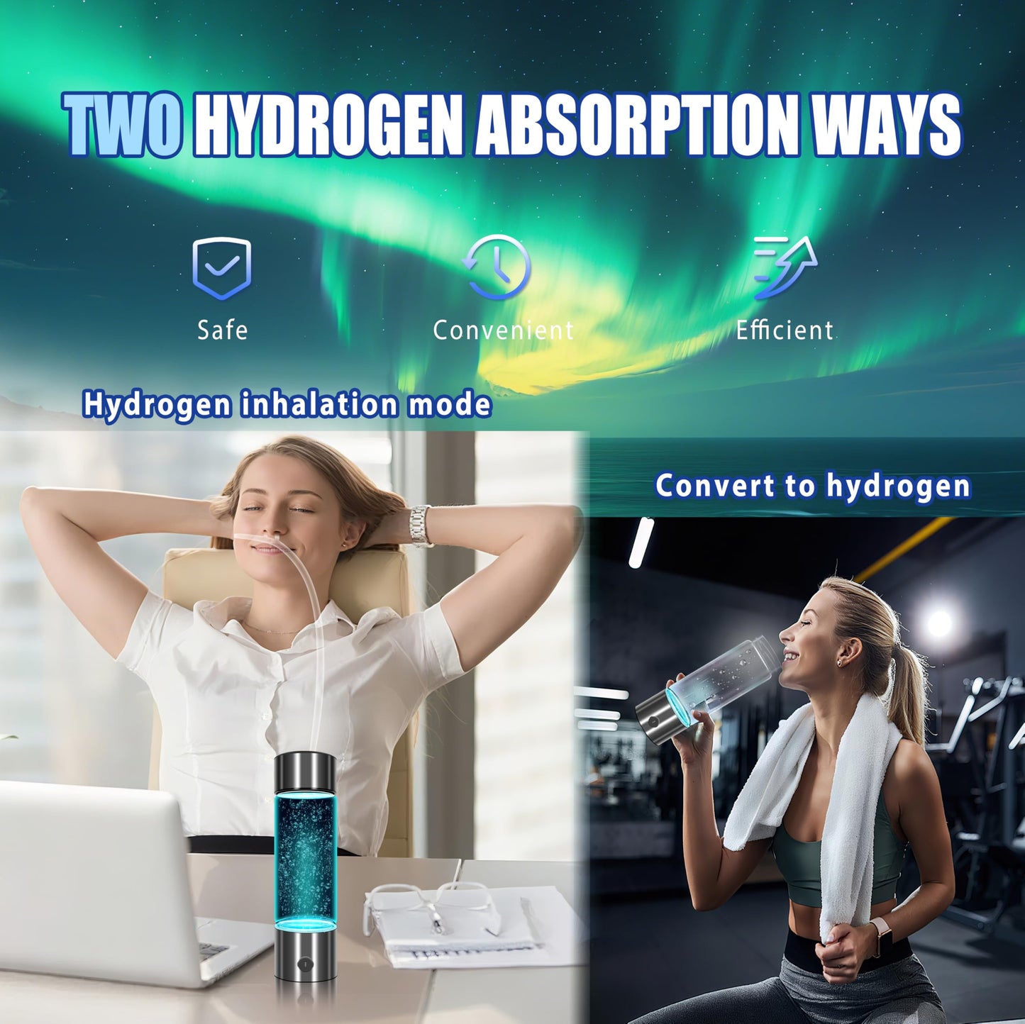 2025 New Hydrogen Water Bottle-Hydrogen Concentration up to 5000 PPB【SGS-Certified Hydrogen Generator】2025 SPE/PEM Technology Odorless Double Hydrogen Content for Sports/Home/Office/Travel HC2