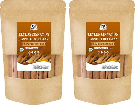 52USA Organic Ceylon Cinnamon Sticks  1 Ounce (Pack of 2)  True Cinnamon Farmed in Sri Lanka  Whole Cinnamon Sticks Bulk  Vegan  Non GMO  56g