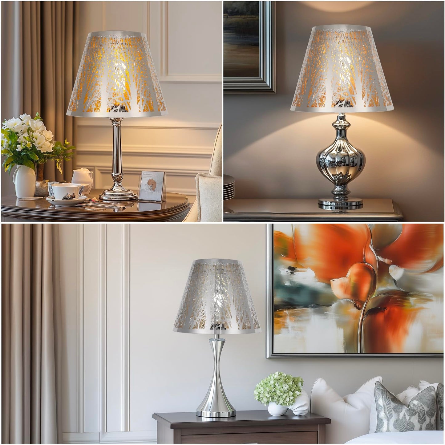 ALUCSET Small Barrel Lampshade - Stainless Steel Mirror Effect, 5in Top x 9in Bottom x 7in High, Modern Metal Replacement for Table/Floor Lamps