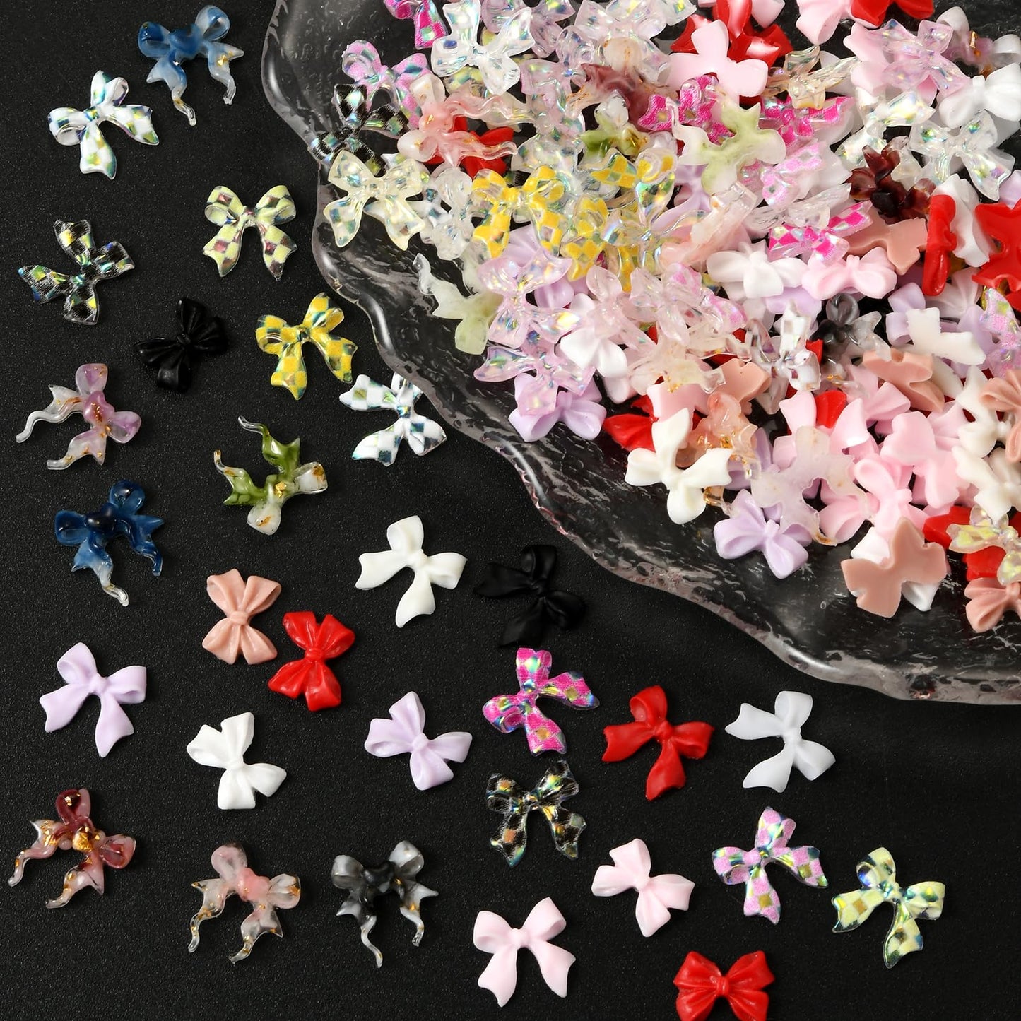 OPMADM Bow Nail Charms, 3D Nail Charms Bulk for Nail Art Charms and Y2K Charms for Nails Design