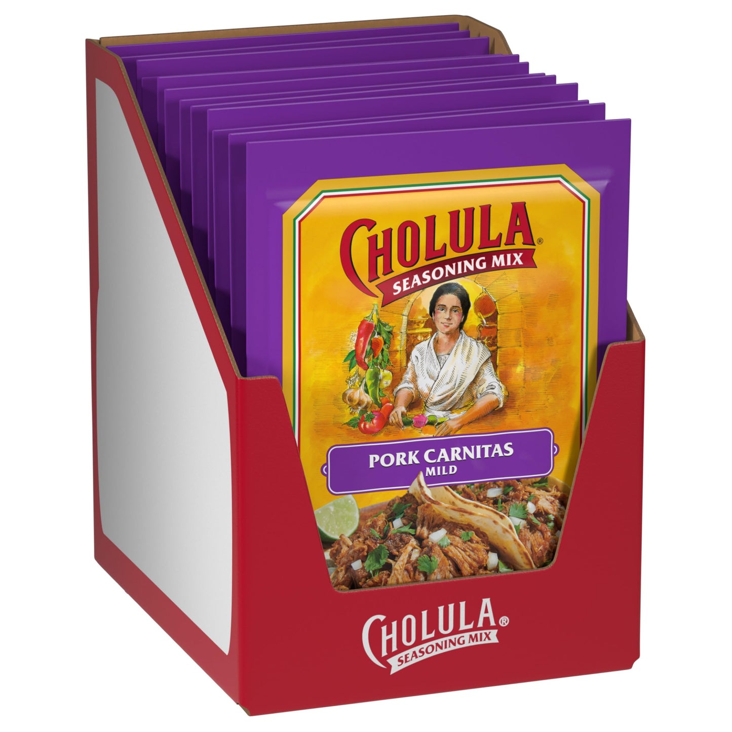 Cholula Seasoning Mix  Pork Carnitas  Mild Heat  For Tamales  Pulled Pork Tacos  Burrito Bowls  Dips and More  1.3 oz (Pack of 12)