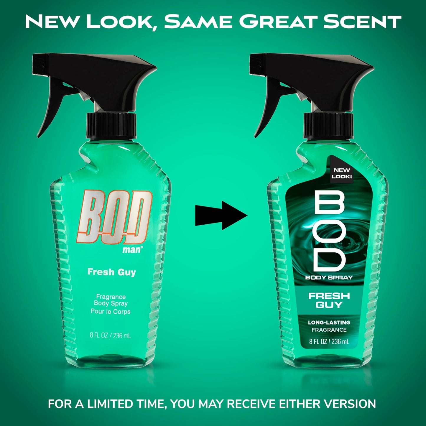 BOD man Fragrance Body Spray, Fresh Guy, 8 fl oz (Pack of 2)
