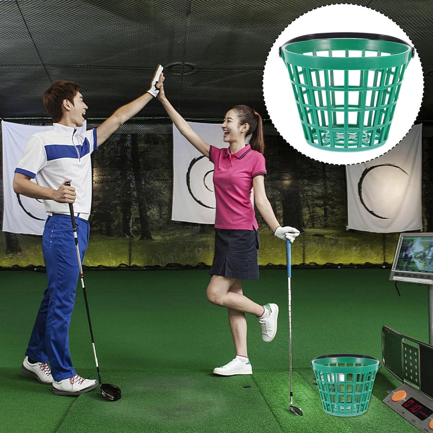 HOMSFOU Golf Ball Range Basket with Handle 1pc Golf Bucket Ball Holder Storage Basket Can Hold 25 Balls