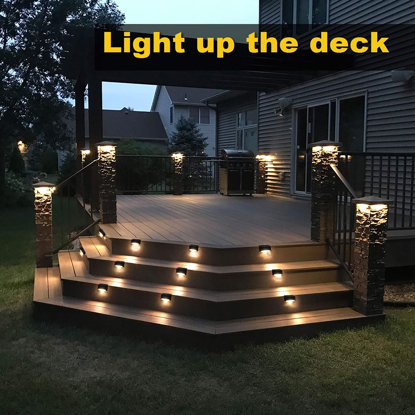 Phereu Solar Deck Lights, 16 Pack LED Waterproof Outdoor Lights for Railing, Stairs, Fence, Warm White, Brown, Durable ABS Material