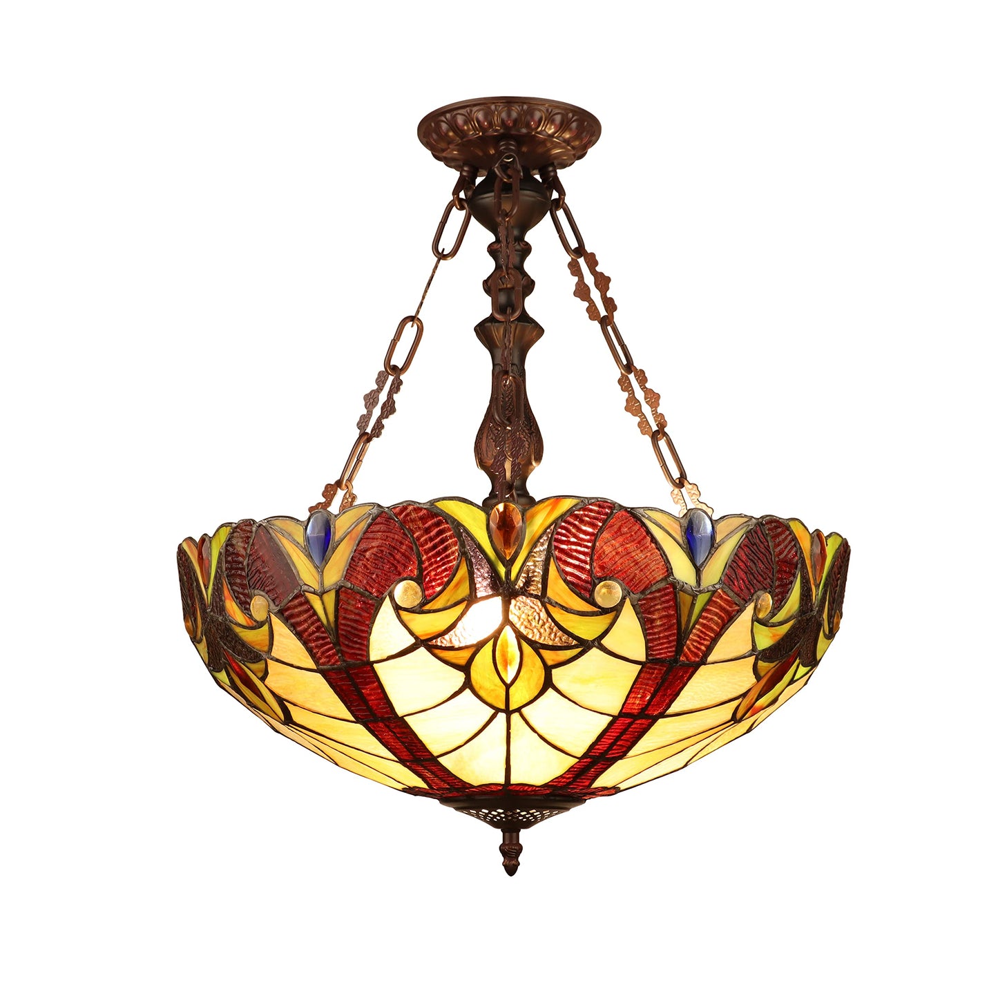 Chloe Lighting Adia Victorian-Style Ceiling Pendant 18in Wide Dark Bronze Glass 2 Light Model CH38632AV18-UP2