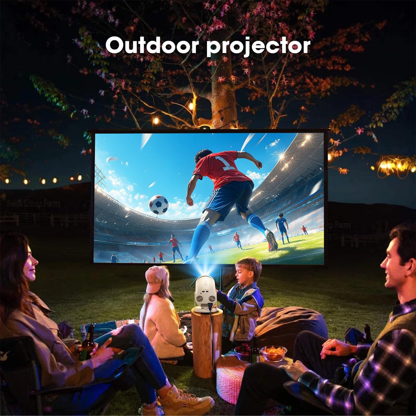 Weelikeit Projector Native 1080P Bluetooth Projector 4K Support, Portable Outdoor Movie Projector, Home Mini Projector With Spea