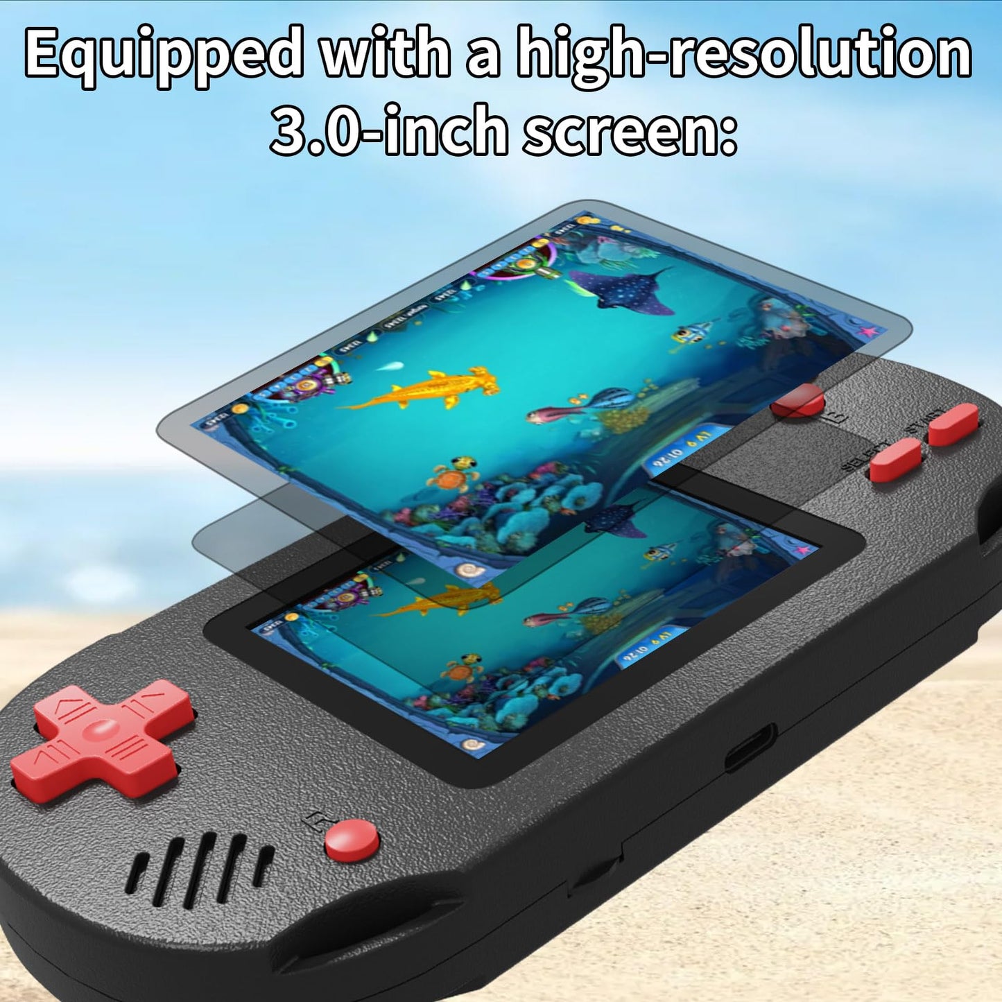 Damcoola Handheld Game Console for Kids, Built-in 300 Games, Including 137 Classic 16-bit Titles. Features a 3.0-inch Large Screen. A for Kids who Love Retro Gaming Fun!