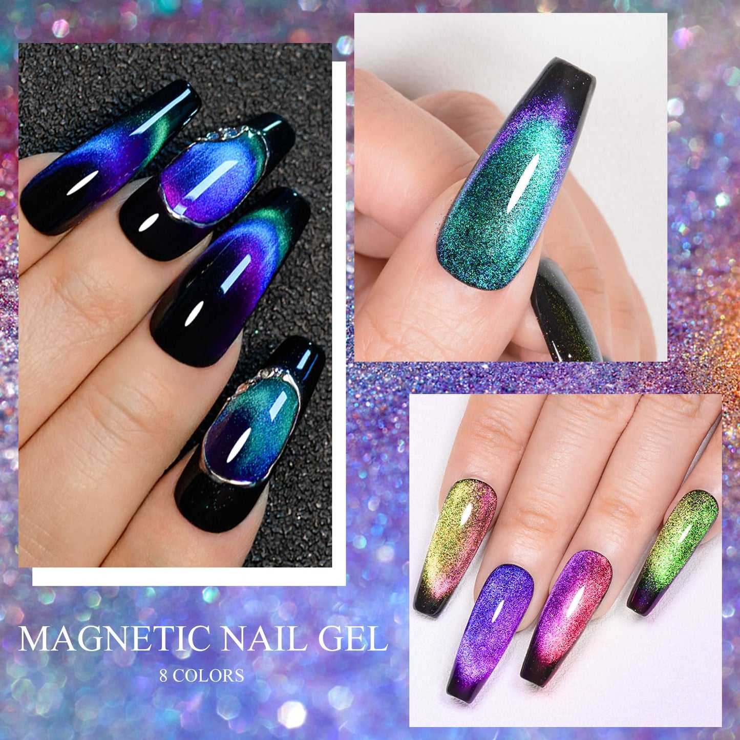 MTSSII 8 Colors Cat Eye Gel Nail Polish 8PCS Soak Off UV LED Lamp Magnetic Nail Polish Gel Nail Art Varnish Manicure Design with