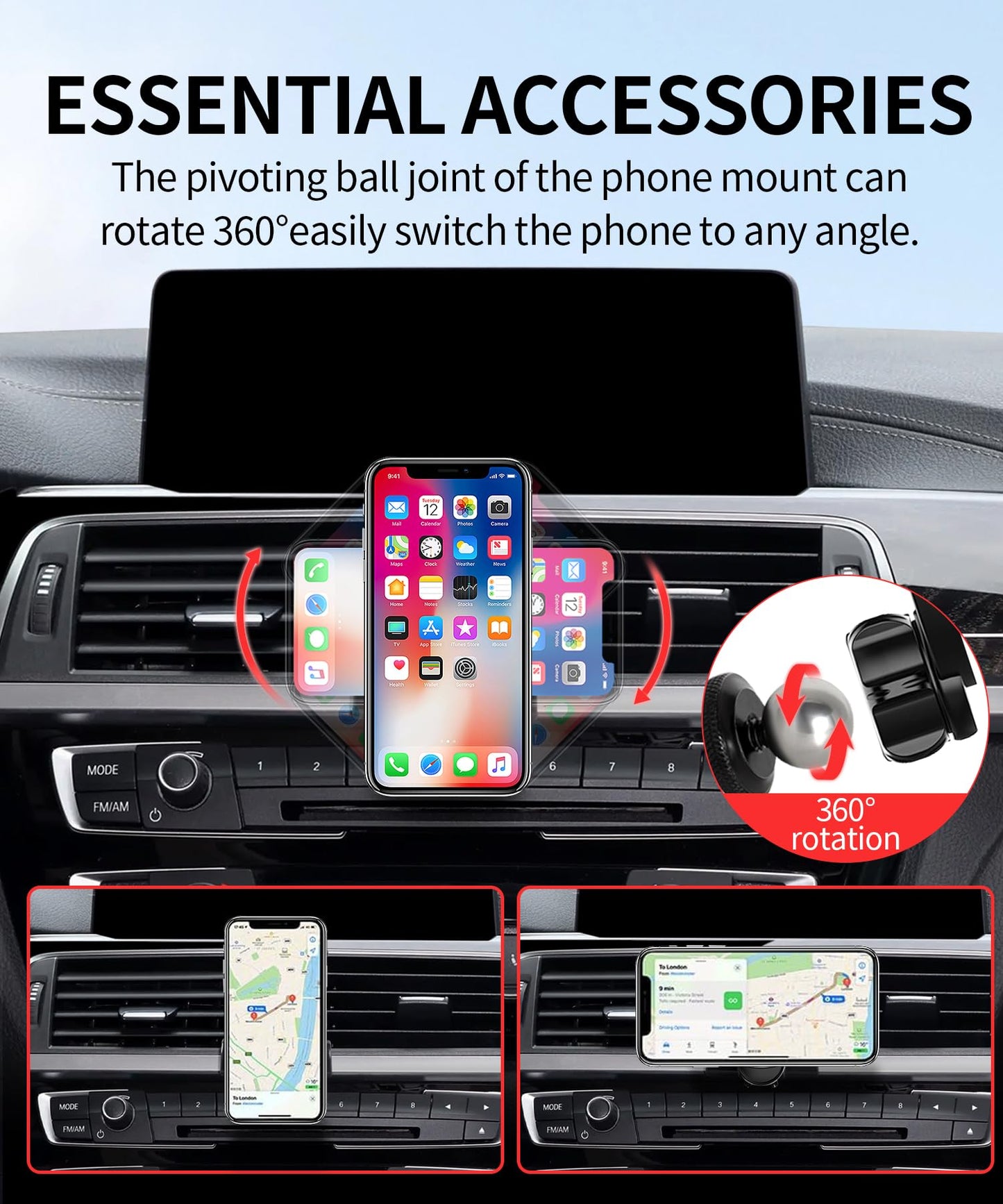 Maserweller Car Phone Holder For 2014-2021 Bmw 2 Series/2012-2018 Bmw 3 Series/2014-2020 Bmw 4 Series Accessories, 360 Rotation