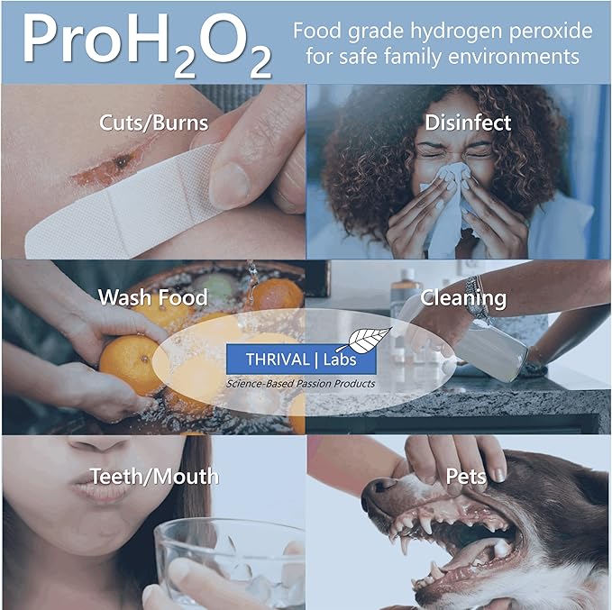 ProH2O2 3% Food Grade Hydrogen Peroxide – Natural Cleaner & Disinfectant – Suitable for Household Use – Ideal for Cleaning, Sanitizing & Gargle – 8 fl oz (Spray Bottle)