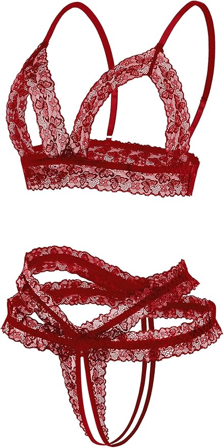 Avidlove Lace Lingerie Set for Women Sexy Cutout Matching Bra and Panty Sets 2 Piece Wireless Bralette Outfits S-XXL